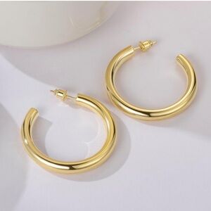 14K Gold Chunky Hoop Earrings, NWT